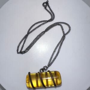 Antique 1930s 1940s apple juice Bakelite brass pendant sterling silver necklace